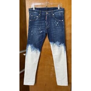 Dsquared2 Men's Cool Guy Runway Paint Splatter Bleach Skinny Jeans Pants Size 46